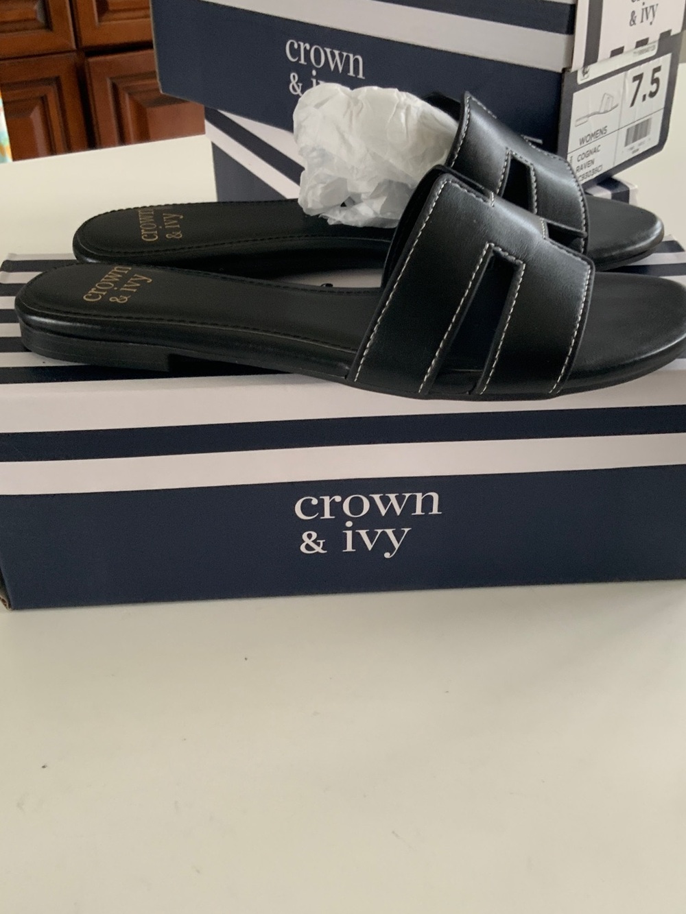 crown & ivy Black Open-Toe Slide Mules - Picture 3 of 3